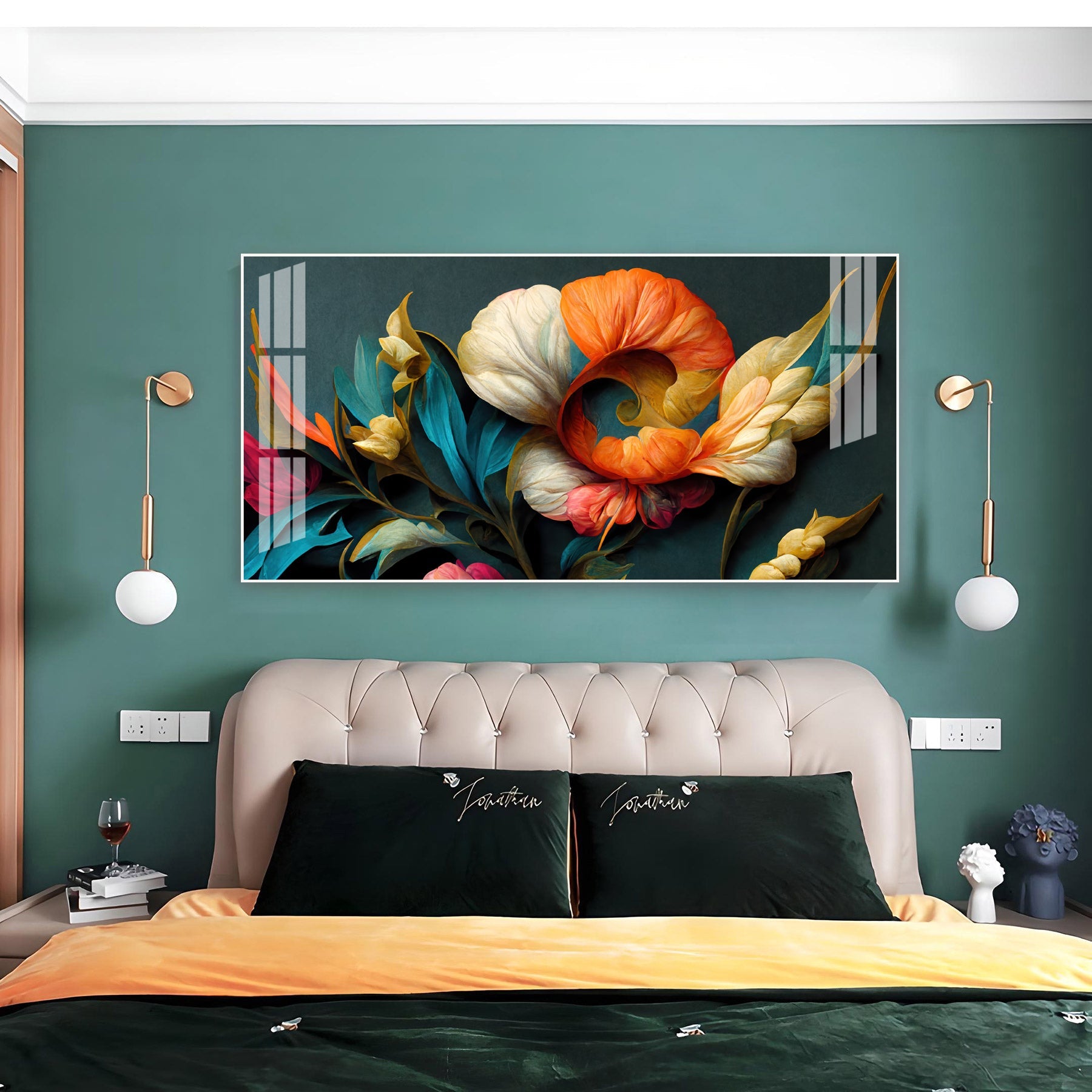 Stylish Floral Acrylic Wall Art   With Colorful Design And Modern Art Style
