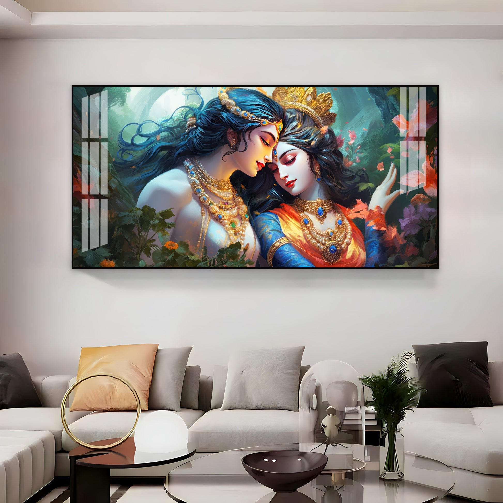 Modern Radha Krishna Acrylic Wall Art   With Romantic And Spiritual Art Style