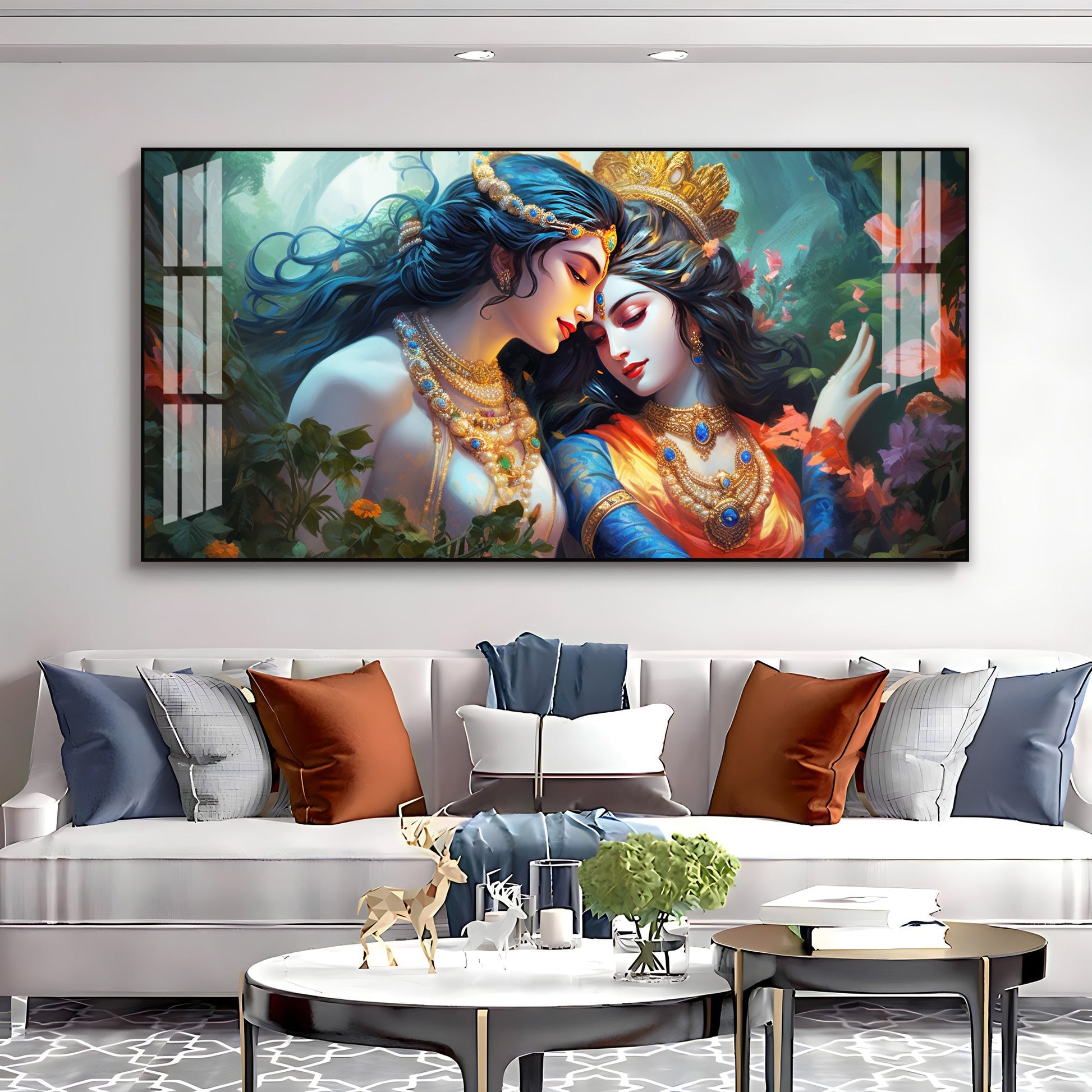 Modern Radha Krishna Acrylic Wall Art   With Romantic And Spiritual Art Style