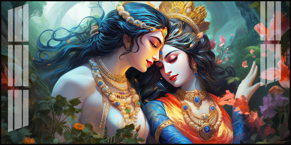 Modern Radha Krishna Acrylic Wall Art   With Romantic And Spiritual Art Style