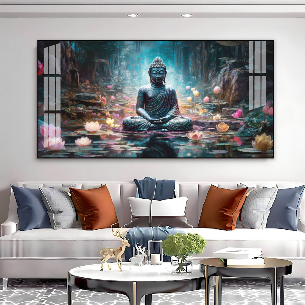 Stylish Buddha Meditation Acrylic Wall Art   With Nature And Peaceful Theme