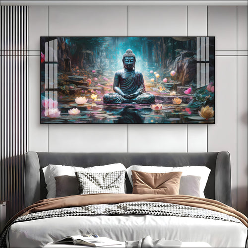 Stylish Buddha Meditation Acrylic Wall Art   With Nature And Peaceful Theme