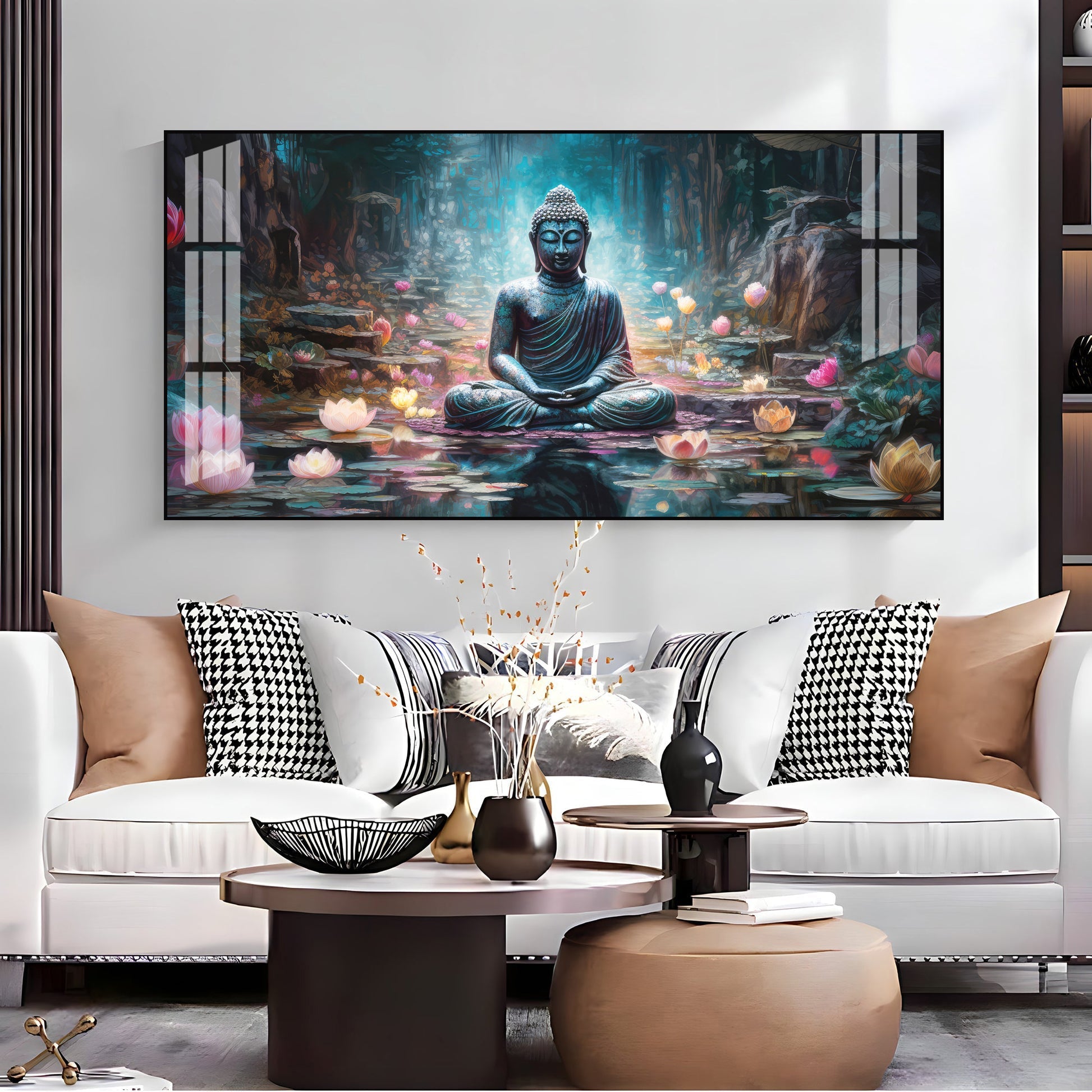 Stylish Buddha Meditation Acrylic Wall Art   With Nature And Peaceful Theme