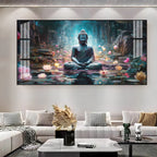Stylish Buddha Meditation Acrylic Wall Art Canvas With Nature And Peaceful Theme