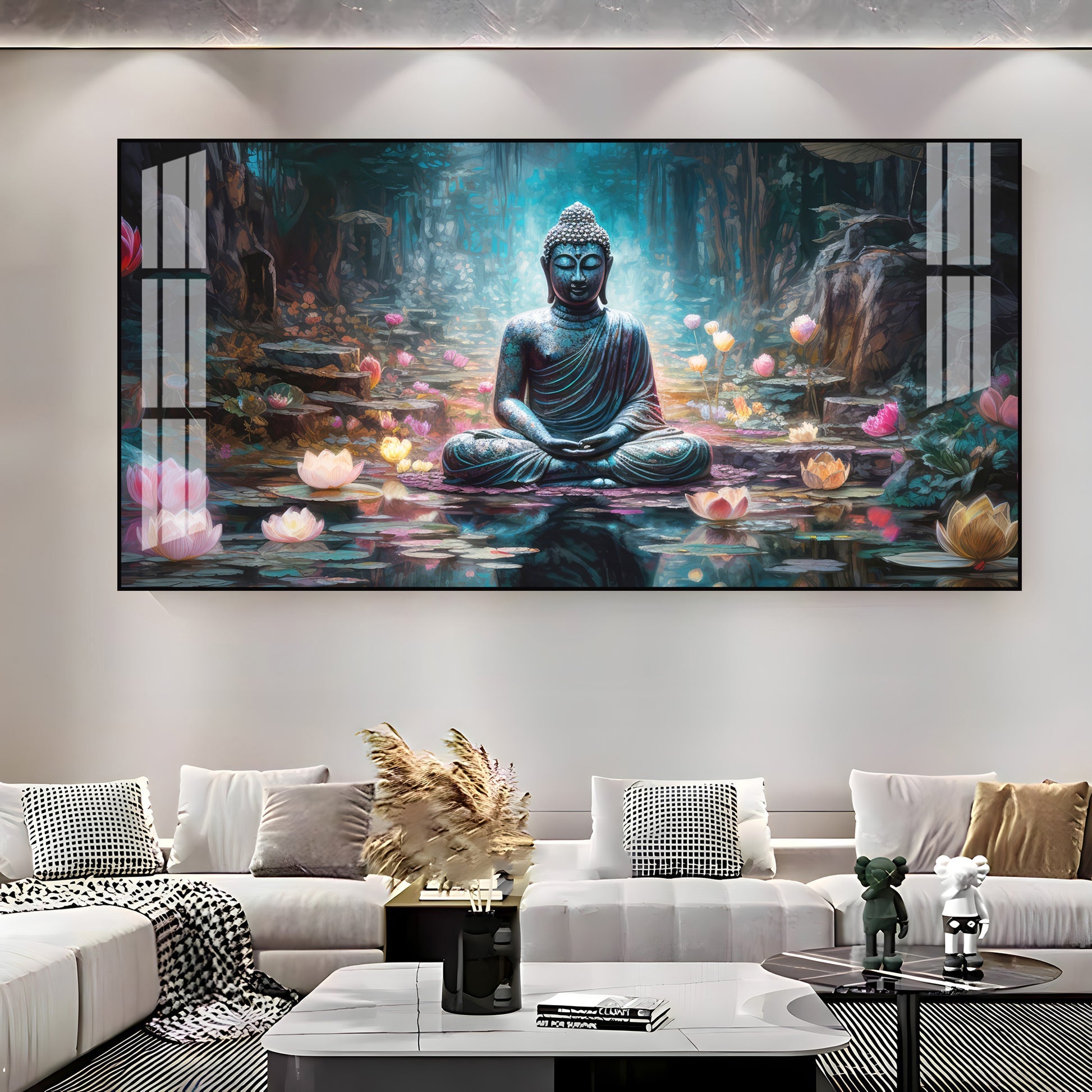 Stylish Buddha Meditation Acrylic Wall Art Canvas With Nature And Peaceful Theme
