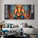 Elegant Ganesha Acrylic Wall Art   With Spiritual Temple And Divine Design