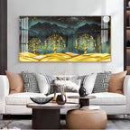 Stylish Golden Forest Acrylic Wall Art   With Mountain And Nature Theme