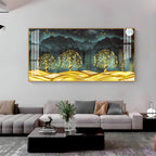 Stylish Golden Forest Acrylic Wall Art   With Mountain And Nature Theme