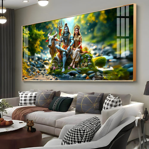 Lord Shiva and Shakti Premium Acrylic Horizontal Wall Art