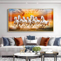 Vastu Success Seven Horses Acrylic Wall Decor Scenic Sunset Sky