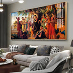 Lord Krishna Raasleela Acrylic Wall Art with Gopis and Musical Instruments