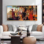 Lord Krishna Raasleela Acrylic Wall Art with Gopis and Musical Instruments
