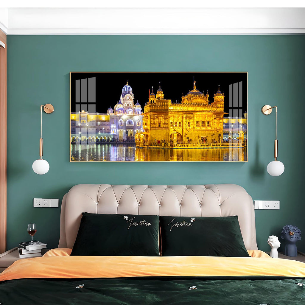 The Majestic Golden Temple Premium Acrylic Horizontal Wall Art