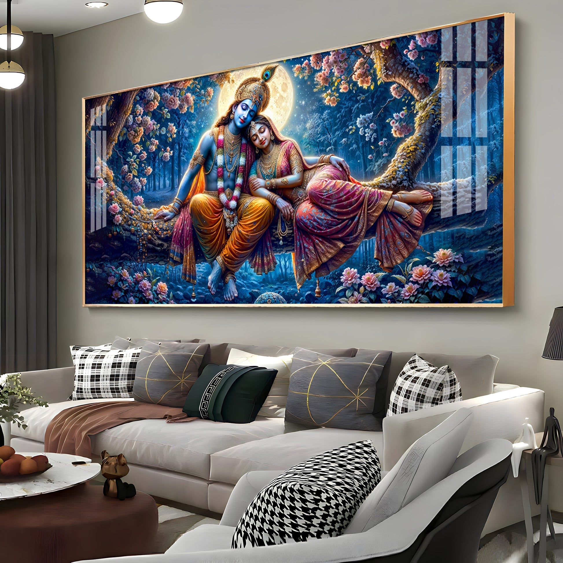 Krishna and His Beloved Premium Acrylic Horizontal Wall Art