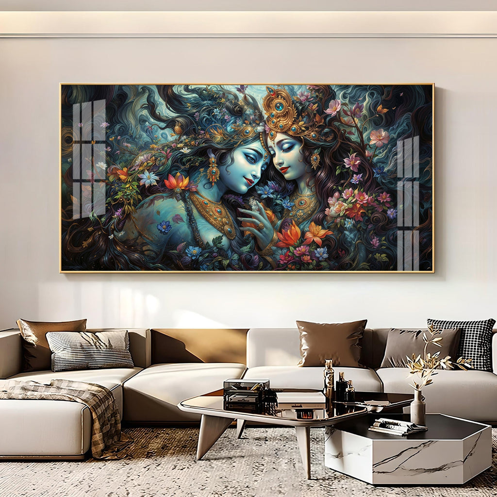Premium Spiritual Radha Krishna Cosmic Love Acrylic Wall Decor