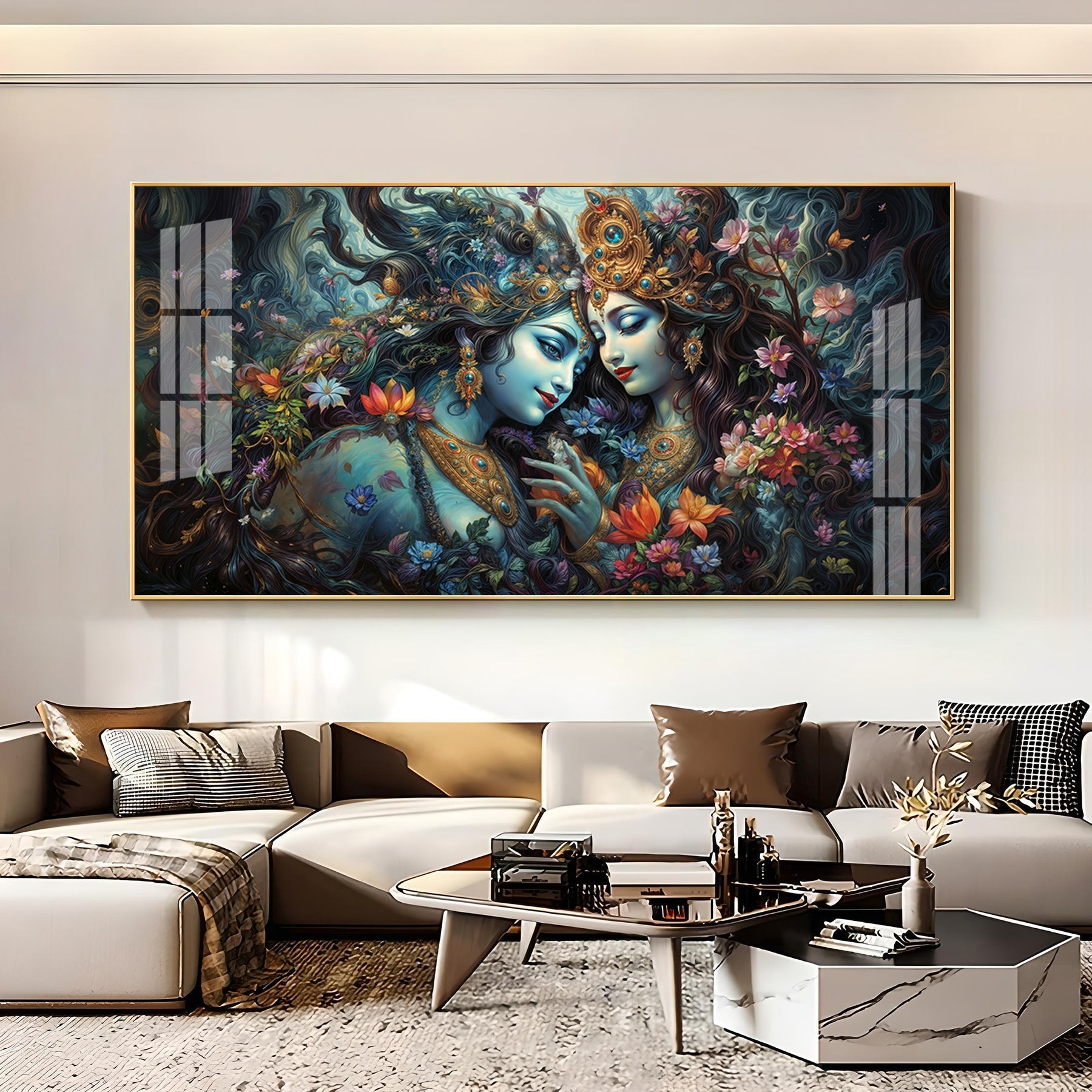 Premium Spiritual Radha Krishna Cosmic Love Acrylic Wall Decor