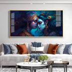 Radha Krishna Soulmates Abstract Acrylic Wall Art with Ornate Jewelry