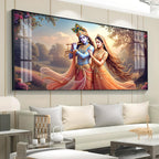 Luxury Radha Krishna Eternal Bond Acrylic Wall Art with Floral Accents