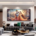 Luxury Radha Krishna Eternal Bond Acrylic Wall Art with Floral Accents