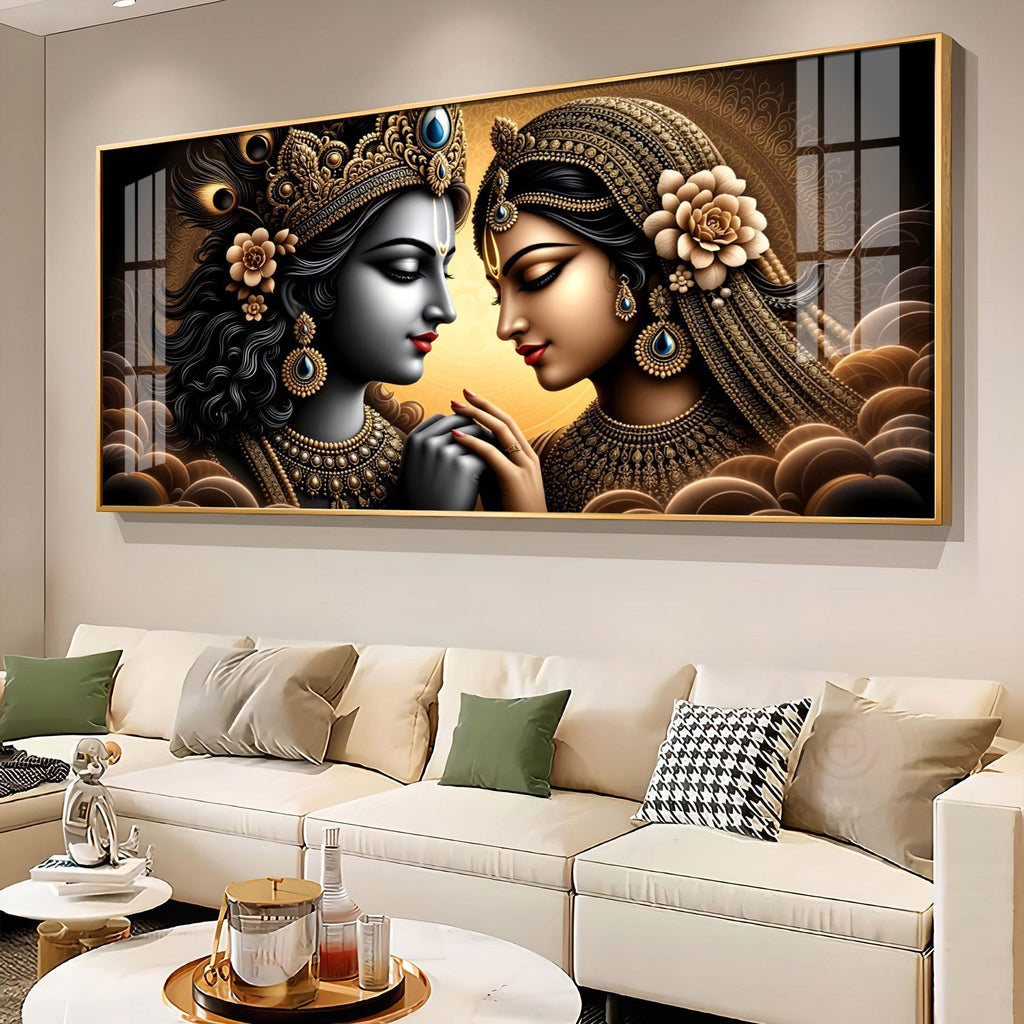 Premium Spiritual Radha Krishna Portrait Acrylic Wall Decor for Living Room