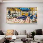Spiritual Gurudwara Scene Acrylic Wall Painting with Devotional Gathering