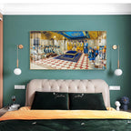 Spiritual Gurudwara Scene Acrylic Wall Painting with Devotional Gathering