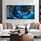 Spiritual Shiva Meditation Acrylic Wall Painting with Mystical Blue Theme