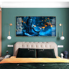 Spiritual Shiva Meditation Acrylic Wall Painting with Mystical Blue Theme