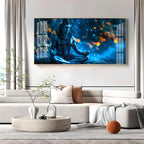 Spiritual Shiva Meditation Acrylic Wall Painting with Mystical Blue Theme