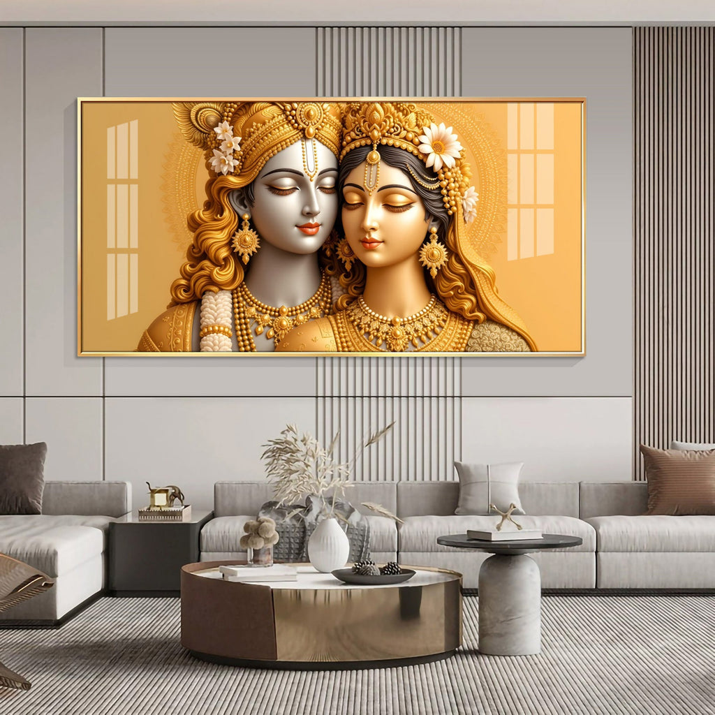 Premium Radha Krishna Royal Look Modern Acrylic Wall Painting