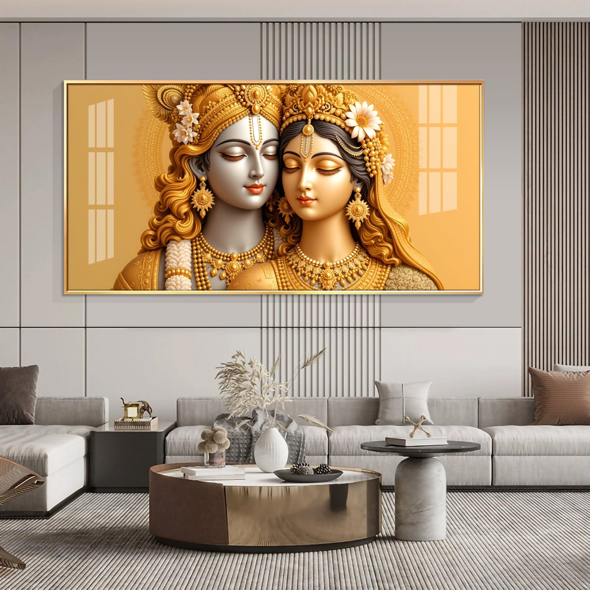 Premium Radha Krishna Royal Look Modern Acrylic Wall Painting
