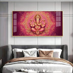 Divine Pink Mandala Lord Ganesha Premium Acrylic Wall Painting for Living Room Decor