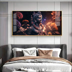 Divine Lord Shiva Meditative Aura Floral Theme Premium Acrylic Wall Painting