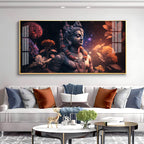 Divine Lord Shiva Meditative Aura Floral Theme Premium Acrylic Wall Painting
