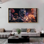 Divine Lord Shiva Meditative Aura Floral Theme Premium Acrylic Wall Painting