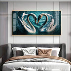 Elegant White Swan Pair Symbol of Love Designer Acrylic Wall Painting