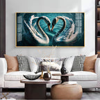 Elegant White Swan Pair Symbol of Love Designer Acrylic Wall Painting