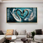 Elegant White Swan Pair Symbol of Love Designer Acrylic Wall Painting