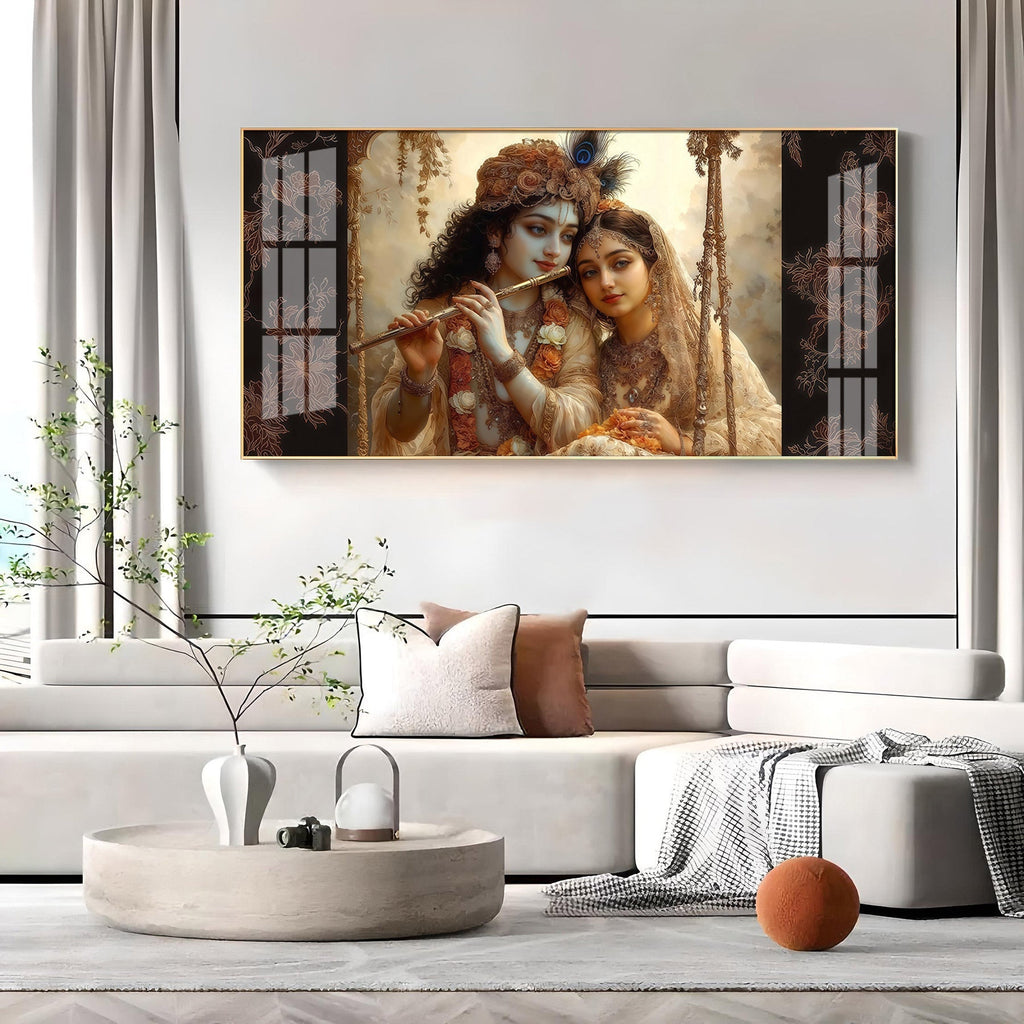 Divine Radha Krishna Romantic Classic Art Luxury Acrylic wall painting
