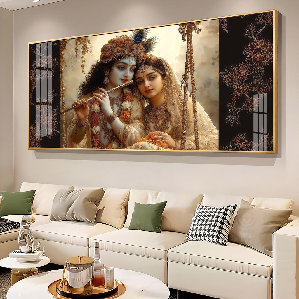 Divine Radha Krishna Romantic Classic Art Luxury Acrylic wall painting