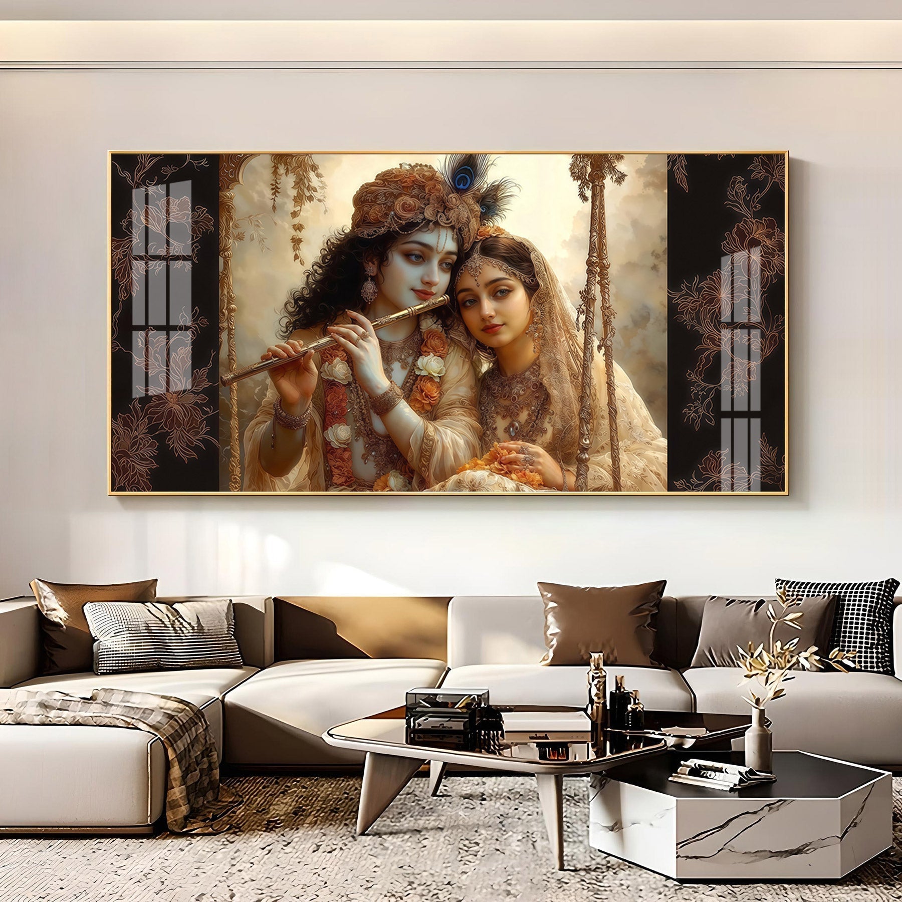 Divine Radha Krishna Romantic Classic Art Luxury Acrylic wall painting