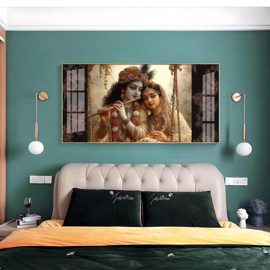 Divine Radha Krishna Romantic Classic Art Luxury Acrylic wall painting