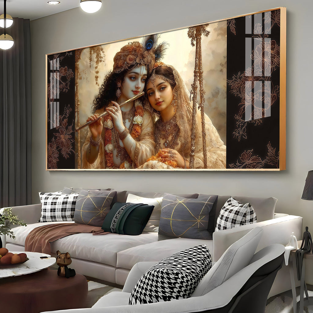 Divine Radha Krishna Romantic Classic Art Luxury Acrylic wall painting