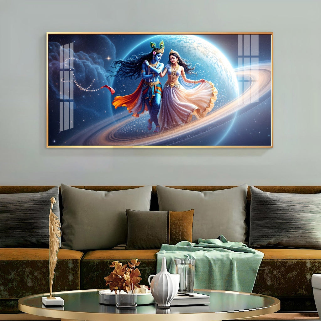 Modern Radha Krishna Universe Theme Luxury Acrylic wall painting