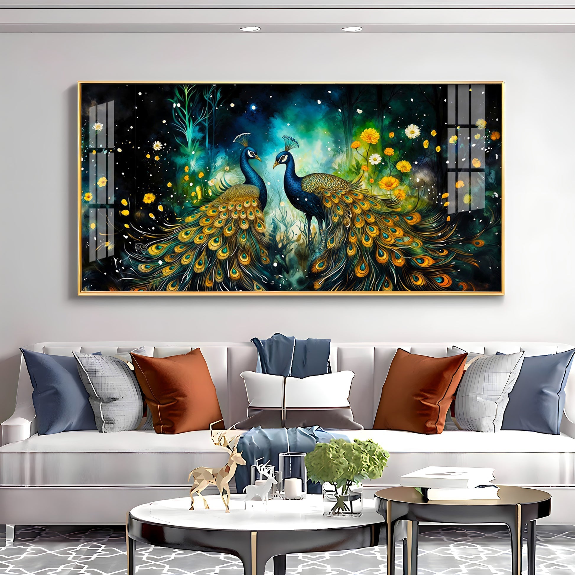Royal Peacock Pair Nature Elegance Premium Acrylic wall painting