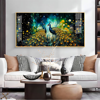 Royal Peacock Pair Nature Elegance Premium Acrylic wall painting