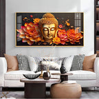 Peaceful Buddha with Lotus Spiritual Decor Acrylic wall painting