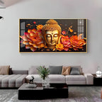 Peaceful Buddha with Lotus Spiritual Decor Acrylic wall painting