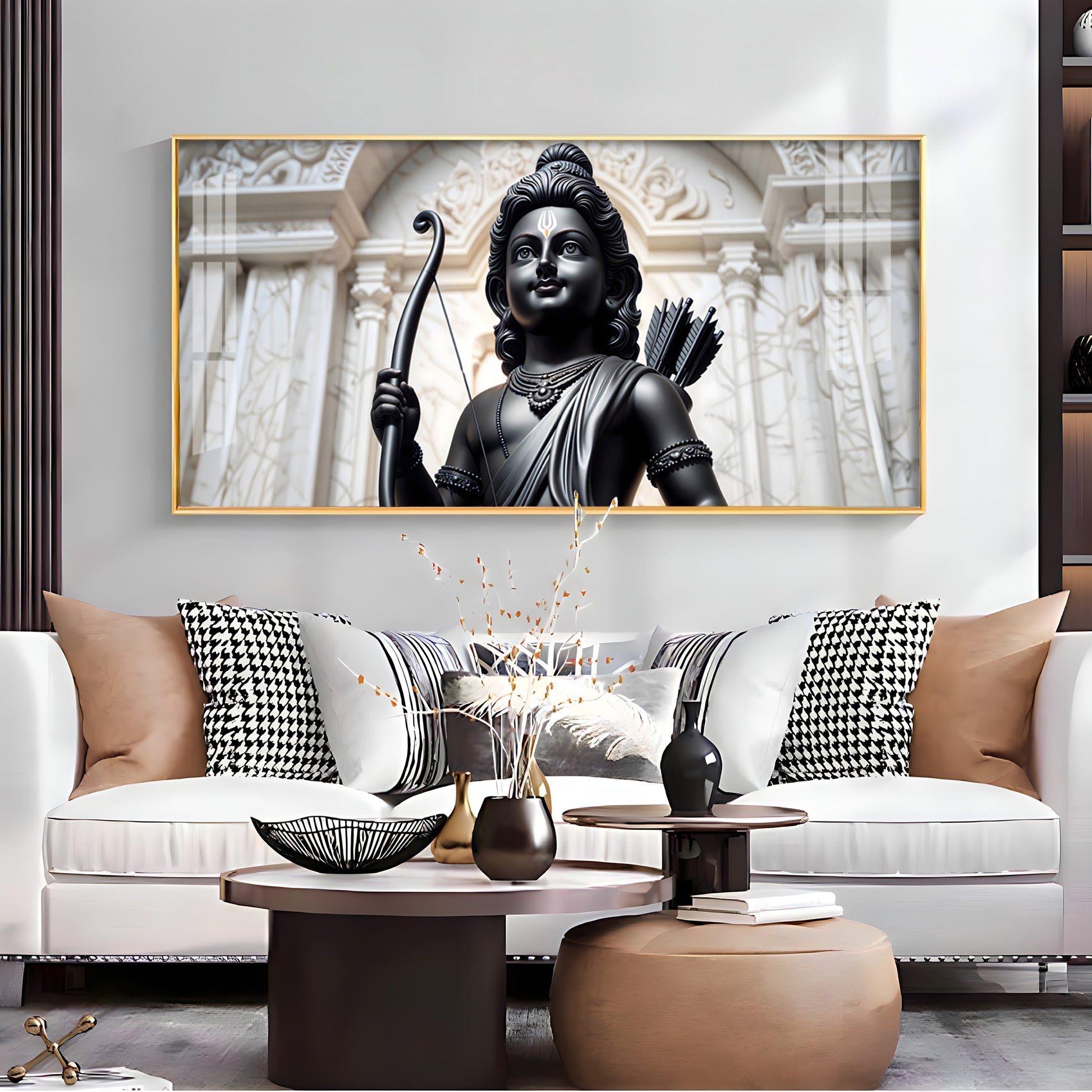 Classic Shree Ram Black & Gold Theme Acrylic wall painting