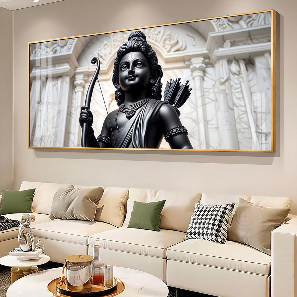 Classic Shree Ram Black & Gold Theme Acrylic wall painting